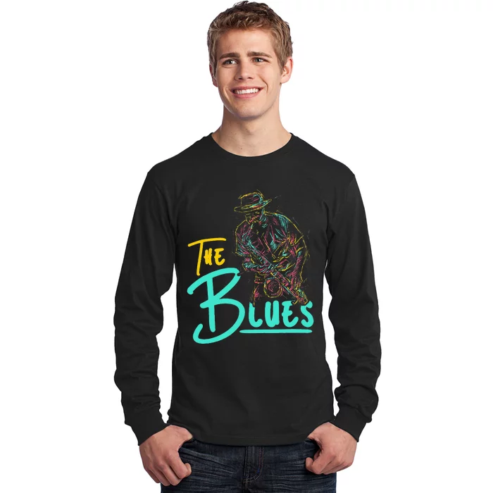 Guitarist Musician Blues Guitar Vintage Blues Music Lover Long Sleeve Shirt