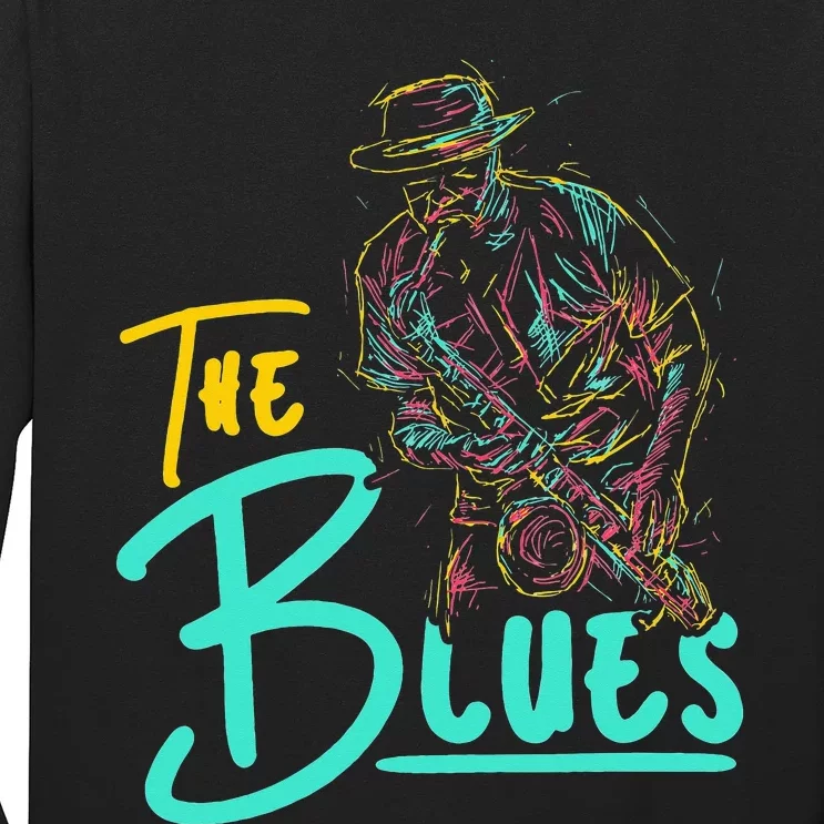 Guitarist Musician Blues Guitar Vintage Blues Music Lover Long Sleeve Shirt