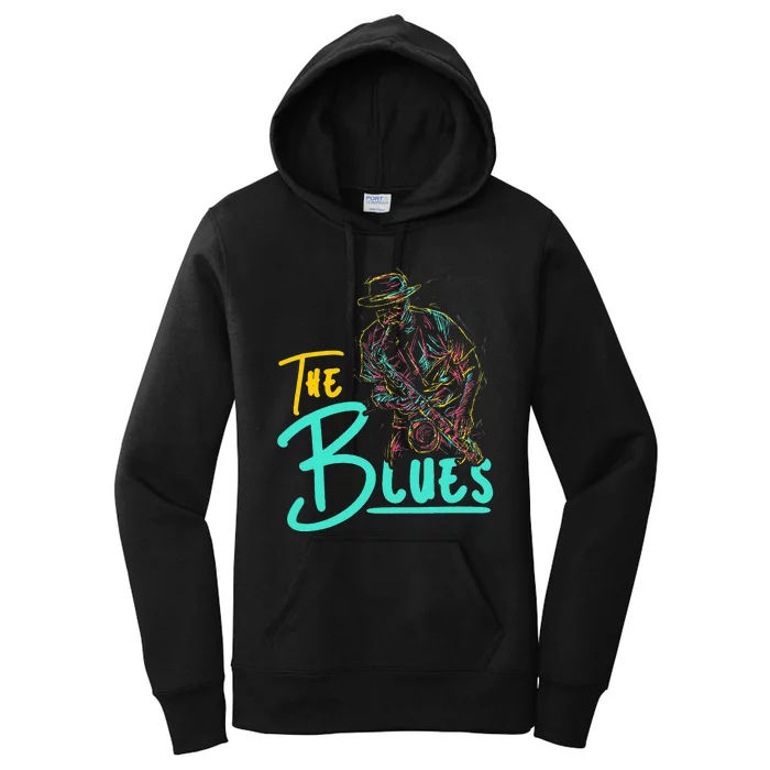 Guitarist Musician Blues Guitar Vintage Blues Music Lover Women's Pullover Hoodie