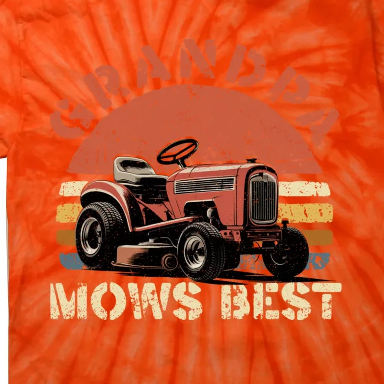 Grandpa Mows Best Lawn Mowing Mower Gardening Landscaping Tie-Dye T-Shirt