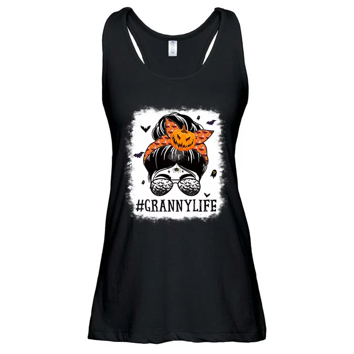 Granny Messy Bun Spooky Pumpkin Grandma Halloween Costume Ladies Essential Flowy Tank