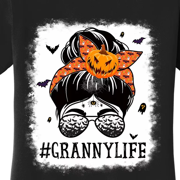 Granny Messy Bun Spooky Pumpkin Grandma Halloween Costume Women's T-Shirt