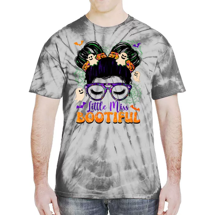 Groovy Messy Bun Bootiful Halloween Boo Ghost Girl Tie-Dye T-Shirt