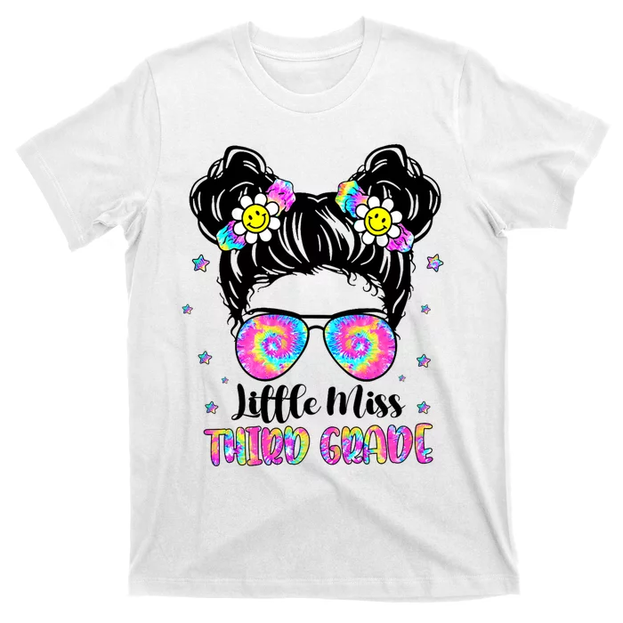 Groovy Messy Bun Third Grade Back To School T-Shirt