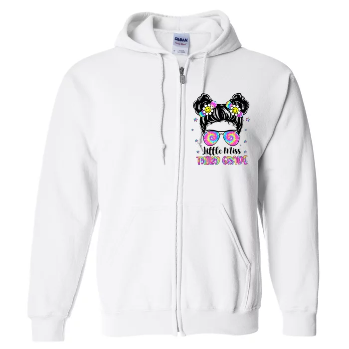 Groovy Messy Bun Third Grade Back To School Full Zip Hoodie