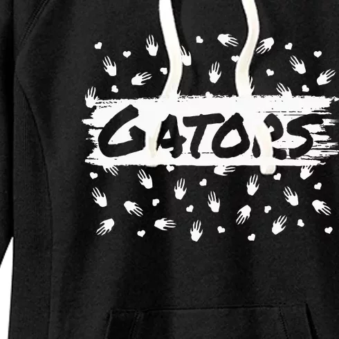 Gators Mascot Back To School Spirit Footprint Heart Leopard Women's Fleece Hoodie