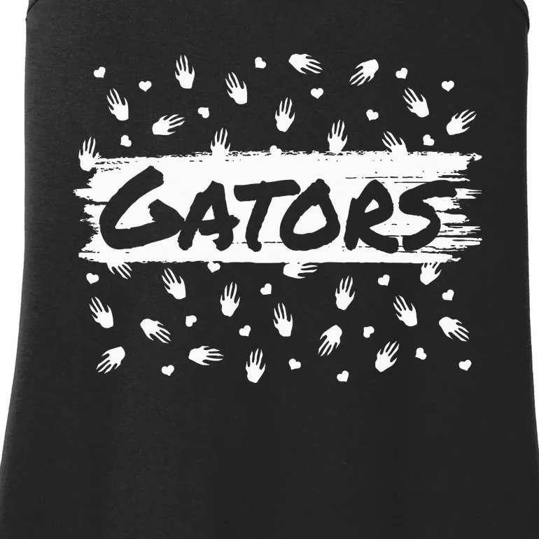 Gators Mascot Back To School Spirit Footprint Heart Leopard Ladies Essential Tank