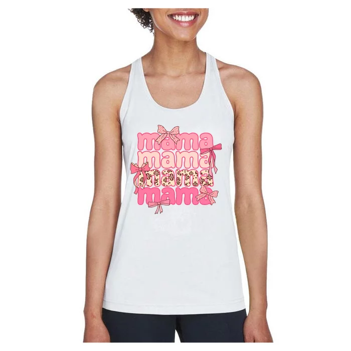 Groovy Mama Bow Tie Happy Mothers Day Women's Racerback Tank