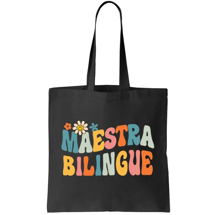 Groovy Maestra Bilingue Spanish Teacher Retro Tote Bag