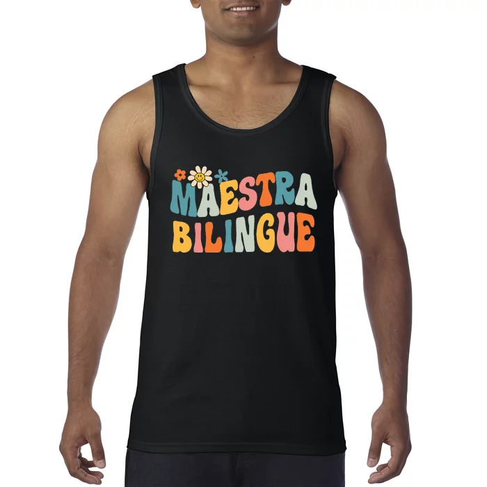 Groovy Maestra Bilingue Spanish Teacher Retro Tank Top