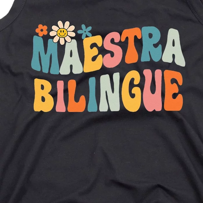 Groovy Maestra Bilingue Spanish Teacher Retro Tank Top