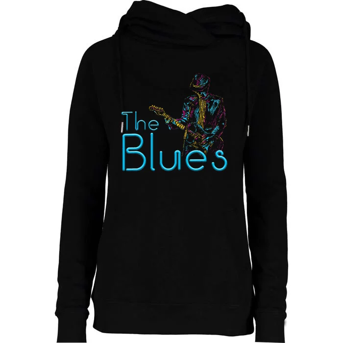 Guitarist Musician Blues Guitar Womens Funnel Neck Pullover Hood