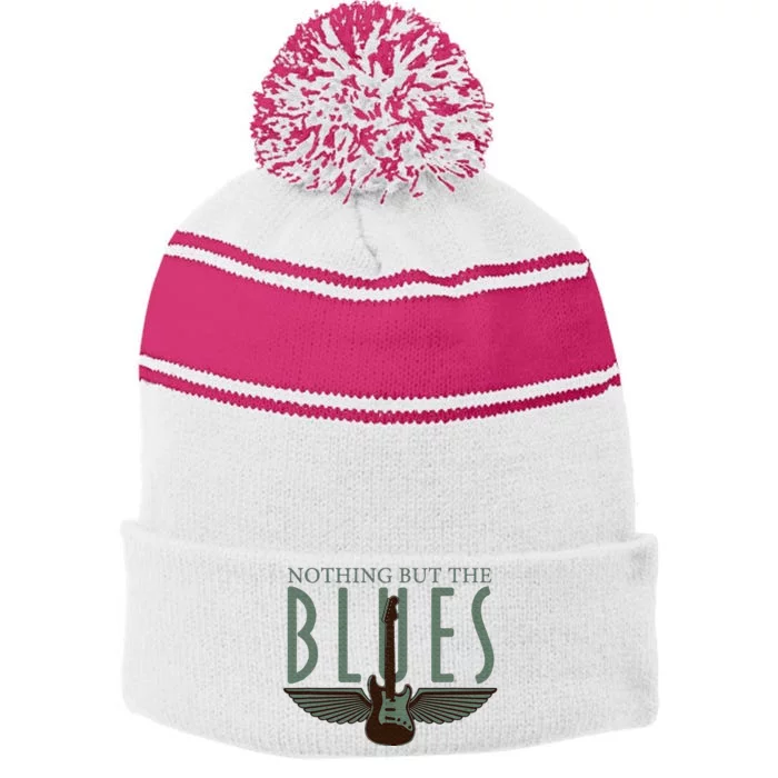 Guitarist Musician Blues Guitar Vintage Blues Music Lover Stripe Pom Pom Beanie