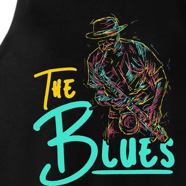 Guitarist Musician Blues Guitar Vintage Blues Music Lover Ladies Tri-Blend Wicking Tank