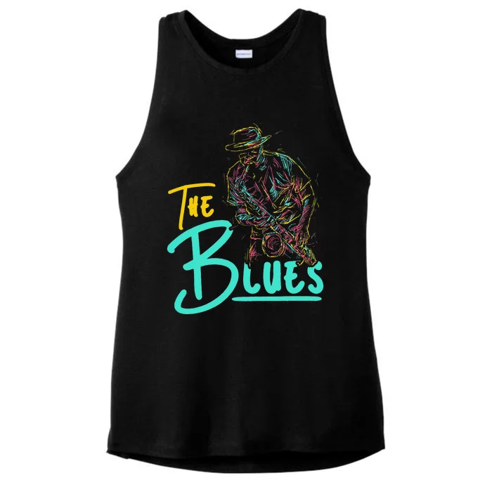 Guitarist Musician Blues Guitar Vintage Blues Music Lover Ladies Tri-Blend Wicking Tank