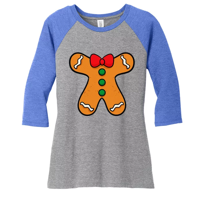 Gingerbread Man Body Costume For Halloween Or Christmas Women's Tri-Blend 3/4-Sleeve Raglan Shirt