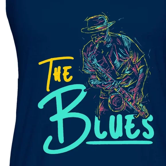 Guitarist Musician Blues Guitar Vintage Blues Music Lover Ladies Essential Flowy Tank