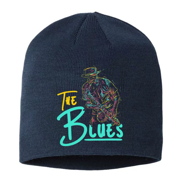 Guitarist Musician Blues Guitar Vintage Blues Music Lover 8 1/2in Sustainable Knit Beanie