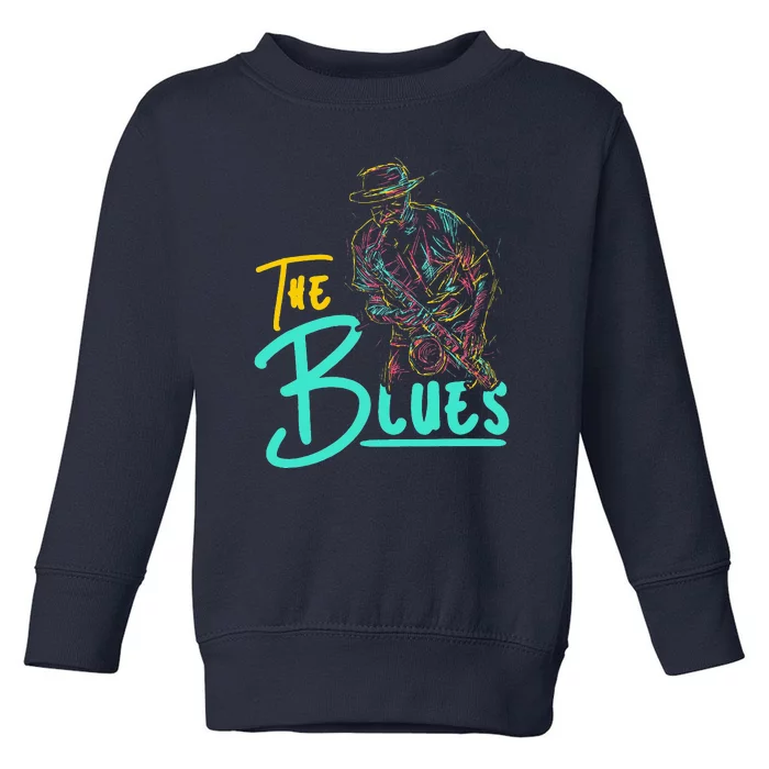 Guitarist Musician Blues Guitar Vintage Blues Music Lover Toddler Sweatshirt