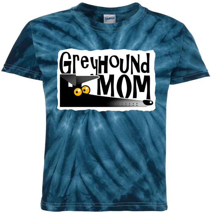 Greyhound Mom (Black) Kids Tie-Dye T-Shirt