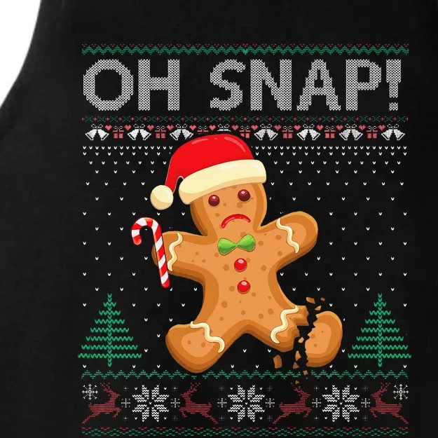 Gingerbread Man Cookie Ugly Sweater Oh Snap Christmas Ladies Tri-Blend Wicking Tank