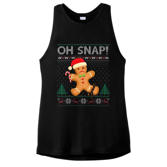 Gingerbread Man Cookie Ugly Sweater Oh Snap Christmas Ladies Tri-Blend Wicking Tank