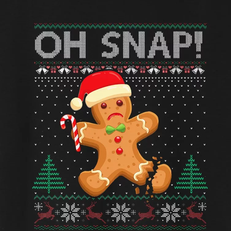 Gingerbread Man Cookie Ugly Sweater Oh Snap Christmas Women's Crop Top Tee