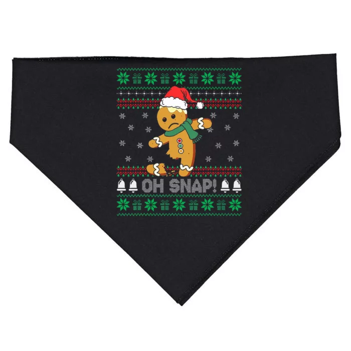 Gingerbread Man Cookie Ugly Sweater Oh Snap Christmas USA-Made Doggie Bandana