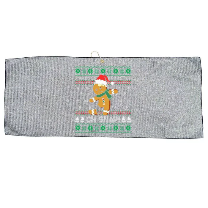 Gingerbread Man Cookie Ugly Sweater Oh Snap Christmas Large Microfiber Waffle Golf Towel