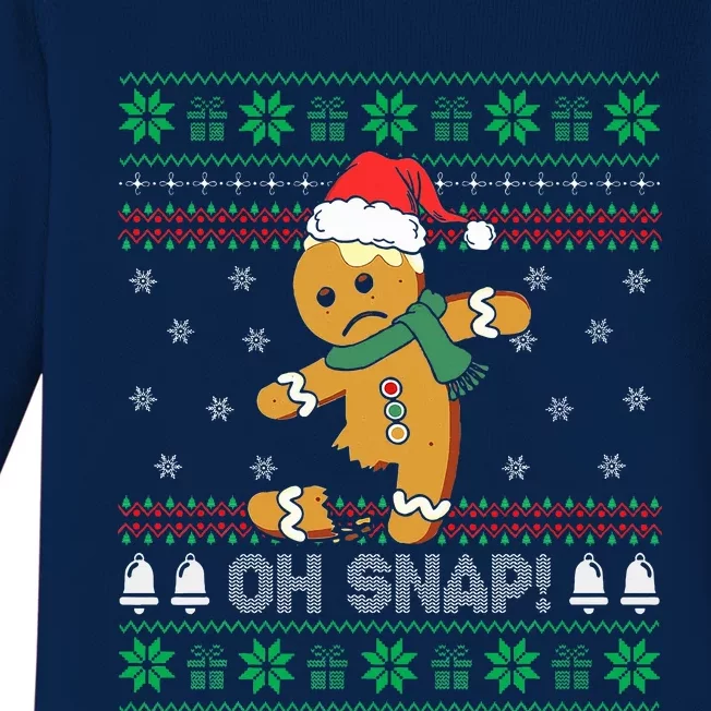 Gingerbread Man Cookie Ugly Sweater Oh Snap Christmas Baby Long Sleeve Bodysuit