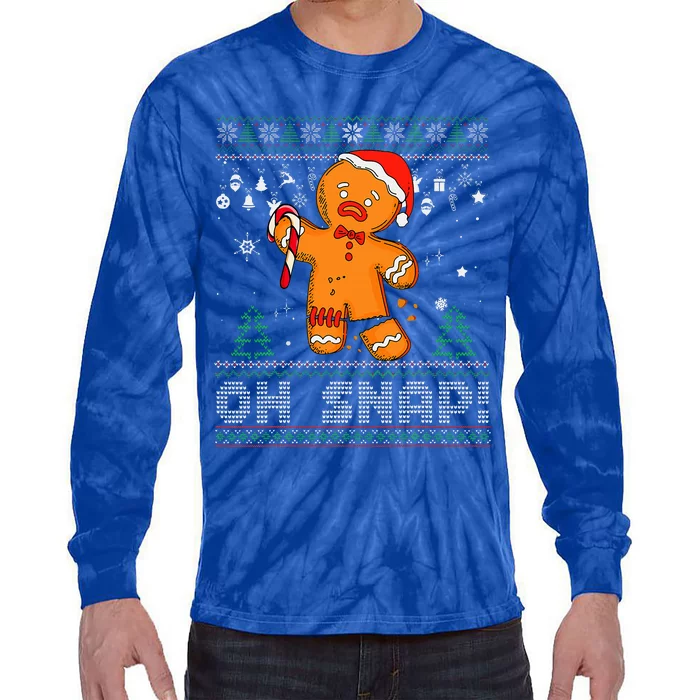 Gingerbread Man Cookie Ugly Sweater Oh Snap Christmas Tie-Dye Long Sleeve Shirt