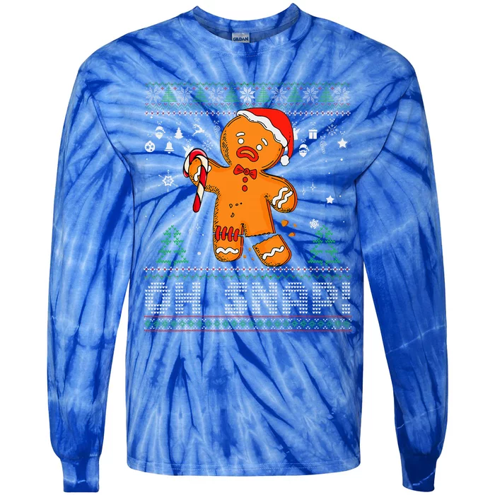 Gingerbread Man Cookie Ugly Sweater Oh Snap Christmas Tie-Dye Long Sleeve Shirt