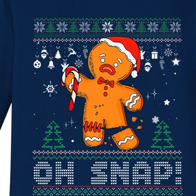 Gingerbread Man Cookie Ugly Sweater Oh Snap Christmas Baby Long Sleeve Bodysuit