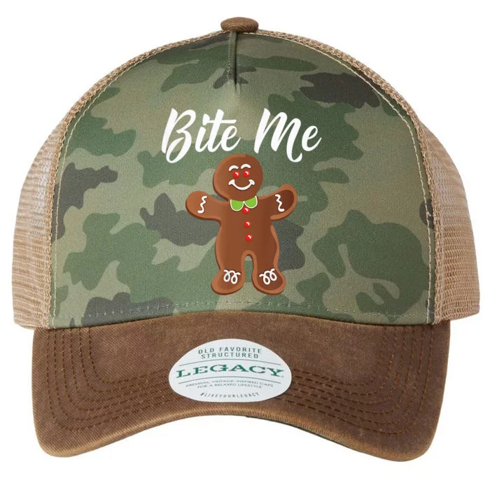 Gingerbread Man Christmas Bite Me Humorous Holiday Shirt Legacy Tie Dye Trucker Hat