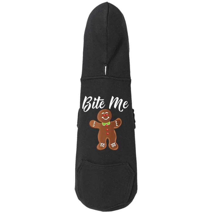 Gingerbread Man Christmas Bite Me Humorous Holiday Shirt Doggie 3-End Fleece Hoodie