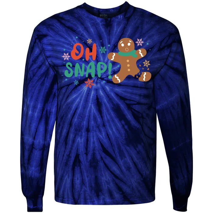 Gingerbread Man Cookie Xmas Oh Snap Funny Cute Christmas Tie-Dye Long Sleeve Shirt