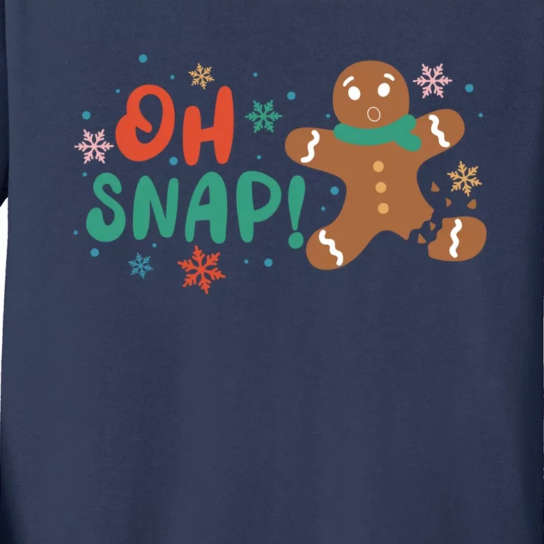 Gingerbread Man Cookie Xmas Oh Snap Funny Cute Christmas Kids Long Sleeve Shirt