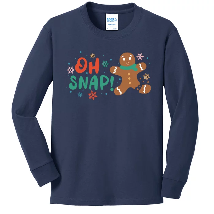 Gingerbread Man Cookie Xmas Oh Snap Funny Cute Christmas Kids Long Sleeve Shirt