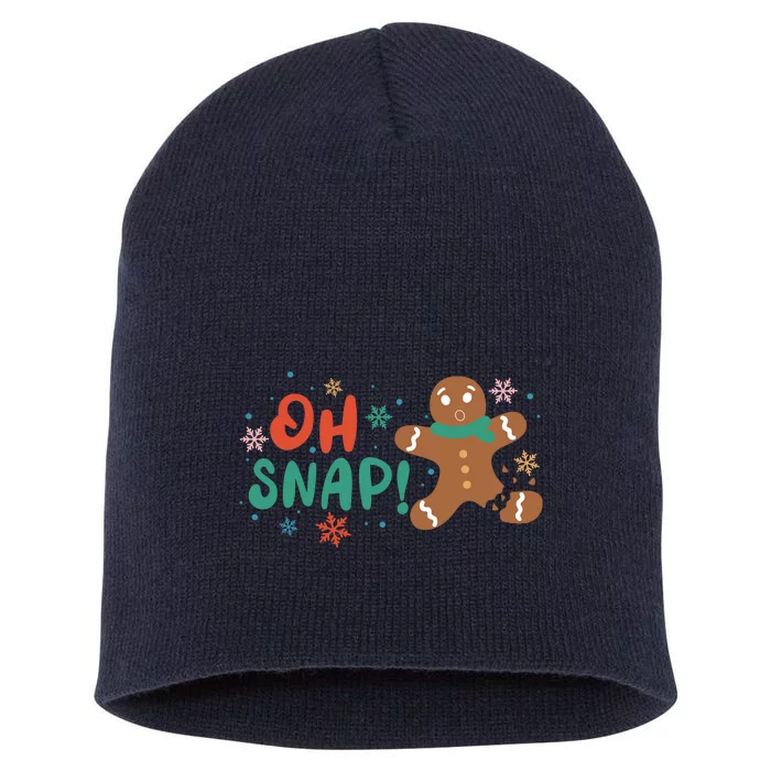 Gingerbread Man Cookie Xmas Oh Snap Funny Cute Christmas Short Acrylic Beanie