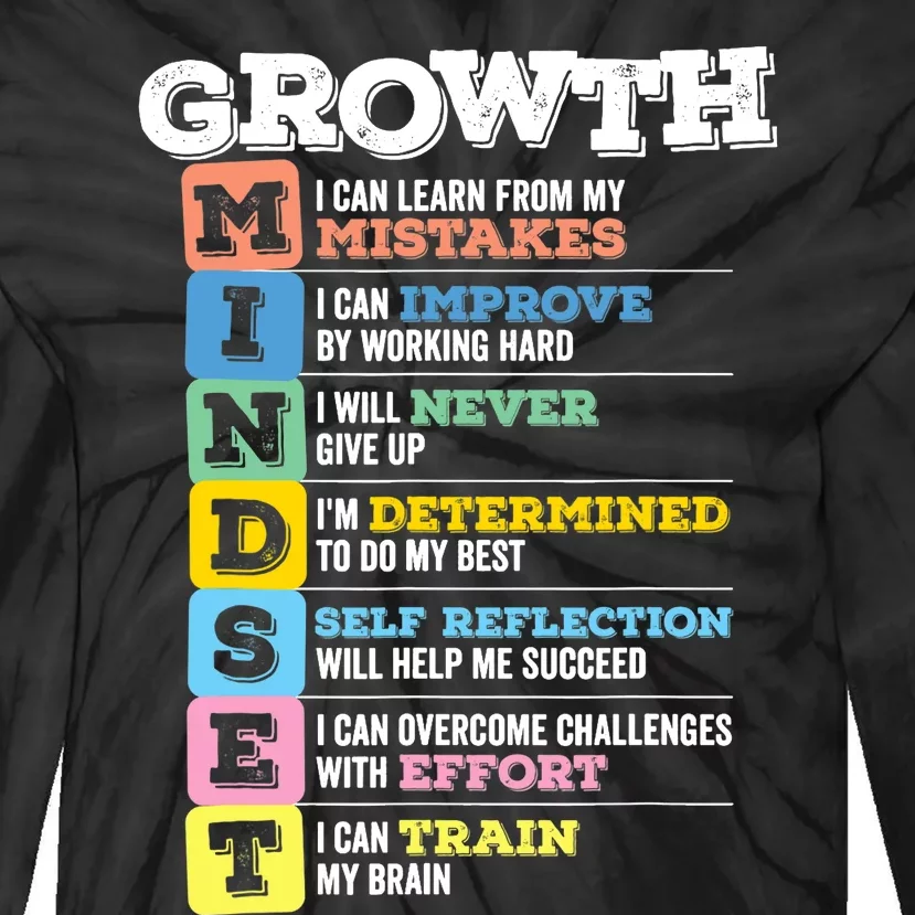 Growth Mindset Classroom Brain Motivation Entrepreneur Tie-Dye Long Sleeve Shirt