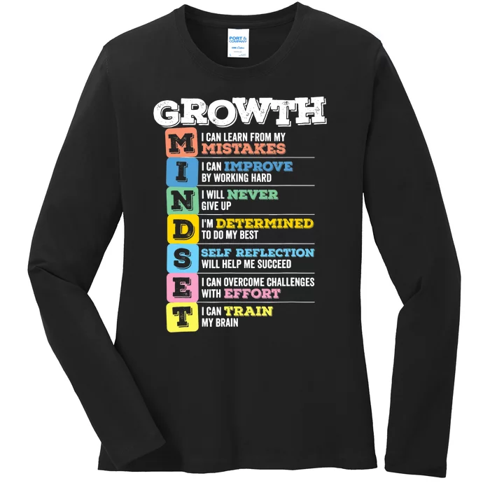 Growth Mindset Classroom Brain Motivation Entrepreneur Ladies Long Sleeve Shirt