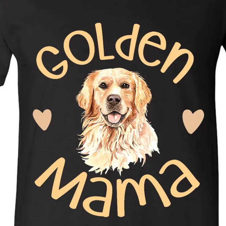 Golden Mama Cute Golden Retriever Dog Mom Pet V-Neck T-Shirt