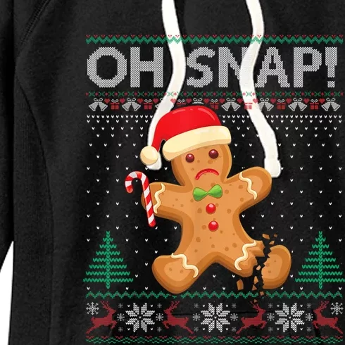 Gingerbread Man Cookie Ugly Sweater Oh Snap Christmas Women's Fleece Hoodie