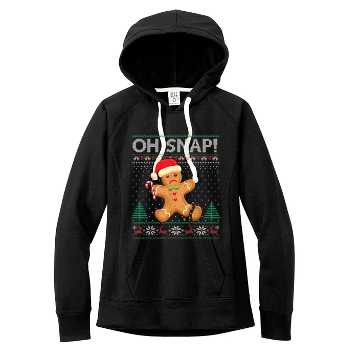 Gingerbread Man Cookie Ugly Sweater Oh Snap Christmas Women's Fleece Hoodie