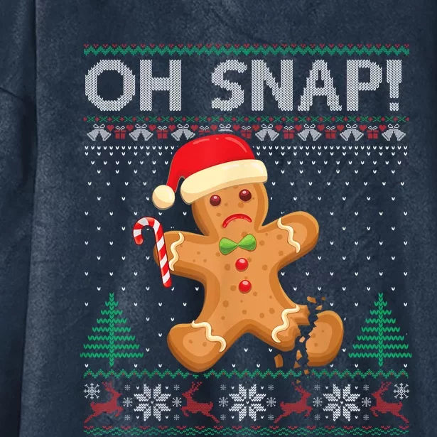 Gingerbread Man Cookie Ugly Sweater Oh Snap Christmas Hooded Wearable Blanket