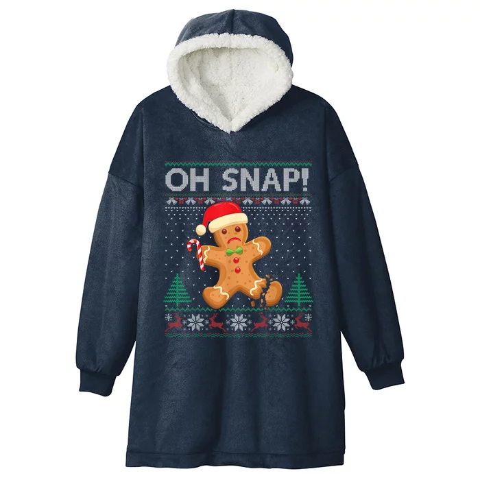 Gingerbread Man Cookie Ugly Sweater Oh Snap Christmas Hooded Wearable Blanket