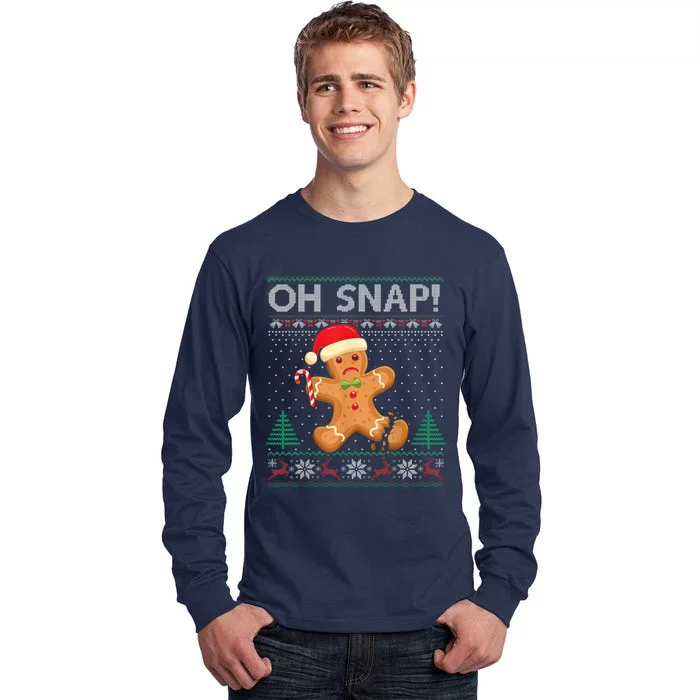 Gingerbread Man Cookie Ugly Sweater Oh Snap Christmas Tall Long Sleeve T-Shirt