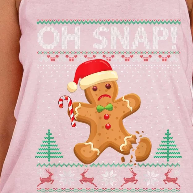 Gingerbread Man Cookie Ugly Sweater Oh Snap Christmas Women's Knotted Racerback Tank