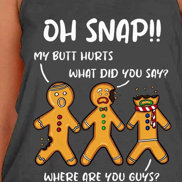 Gingerbread Man Cookie Oh Snap Women Christmas Funny Women's Knotted Racerback Tank