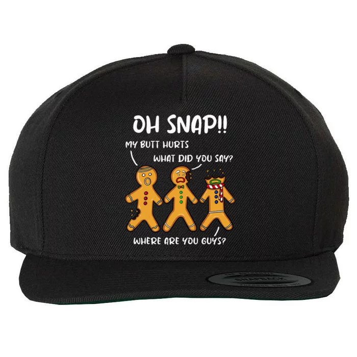 Gingerbread Man Cookie Oh Snap Women Christmas Funny Wool Snapback Cap